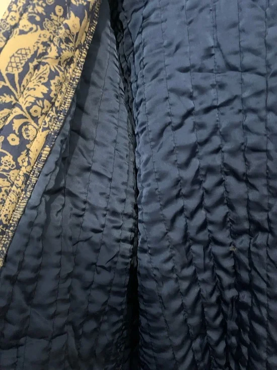 Quilted Floral Open-Front Jacket - Blue/Cream - Picture 5 of 6